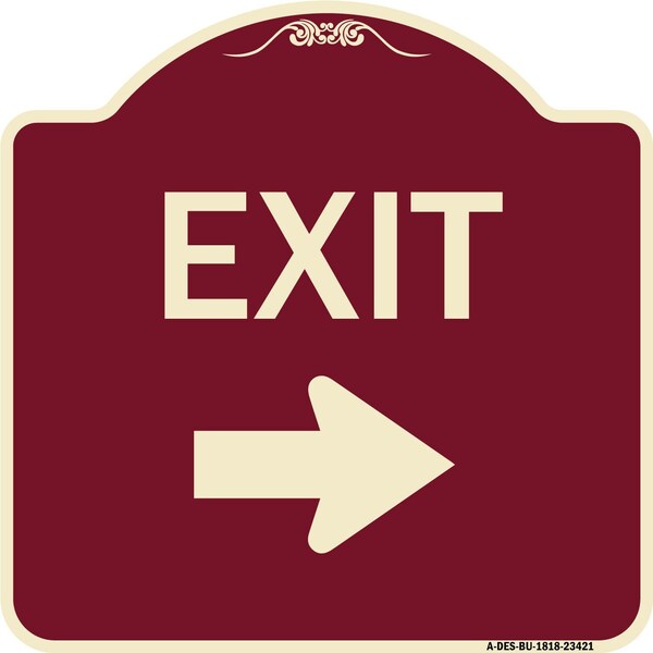 Parking Lot Exit Right Arrow Heavy-Gauge Aluminum Architectural Sign, 18" L, 18" H, BU-1818-23421